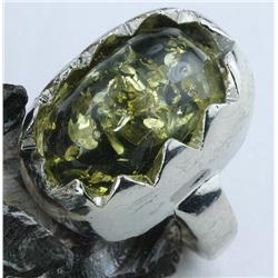 99ct Baltic Amber White Gold Vermeil Ring (JEW-1346)