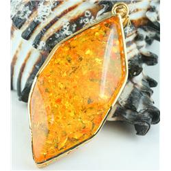 211ct Baltic Amber White Gold Vermeil Pendant (JEW-1349)