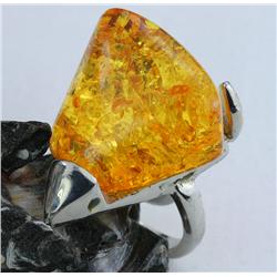 74ct Baltic Amber White Gold Vermeil Ring (JEW-1350)