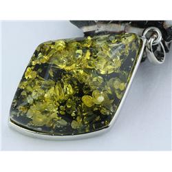 234ct Baltic Amber White Gold Vermeil Pendant (JEW-1351)