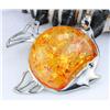 148ct Baltic Amber White Gold Vermeil Pendant (JEW-1352)