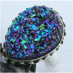 31ct Druzy Titanium Sterling Ring (JEW-1353)