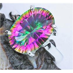 24ct Rainbow Mystic Topaz White Gold Vermeil Ring (JEW-1359)