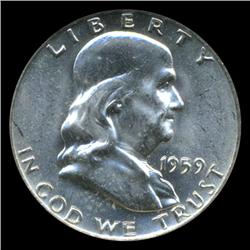1959D Franklin Half Graded MS64 NGC FBL (COI-4920)