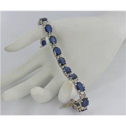 31ct Blue Sapphire & Diamond 14k White Gold Bracelet $8500 (JEW-1440)