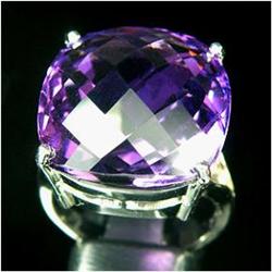 56.70ct Exquisite Gold Vermeil Ring Size 8.5 Cushion Checkerboard Cut  (JEW-1441)