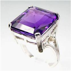 51.40ct Fascinatingly Gold Vermeil Ring Size 9 Emerald Cut Amethyst  (JEW-1442)