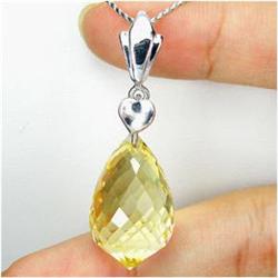 26.35ct Gorgeous Gold Vermeil Pendant Briolette Lemon Quartz  (JEW-1446)
