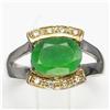 Image 1 : 1.45ct Diffusion Jade  Green Color Two tone Gold Vermeil Ring Sz 6.3  (JEW-1466)