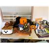 Image 2 : UW2 - Large group of assorted Halloween set dec items - includes glitter skulls/ prop cake/ Hallowee