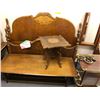 Image 2 : Large group of assorted furniture - includes coffee table/ head and foot board/ folding mirror/ tea 