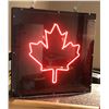 Image 1 : Square neon Maple Leaf red lightup sign - approx. 21 1/2in x 21 1/2in