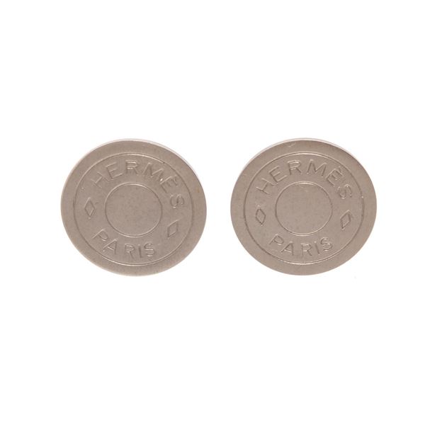 Hermes Silver Clou De Selle Clip-On Earrings