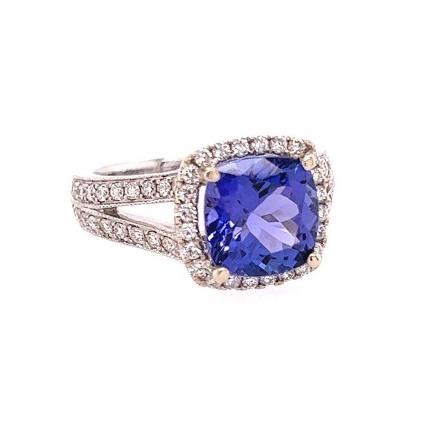 3.09 ctw Tanzanite & Diamond Ring - 14KT White Gold