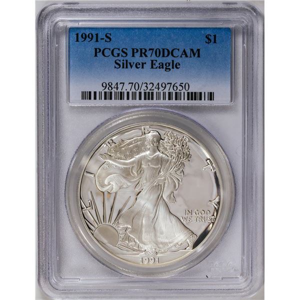 1991-S American Silver Eagle .999 Fine Silver Dollar Coin PCGS PR70DCAM