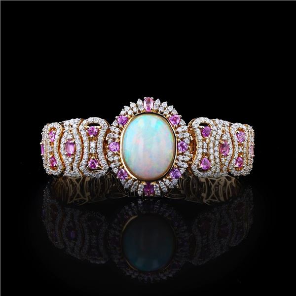 Oscar Friedman 14K Yellow Gold Opal, Sapphire & Diamond Bracelet