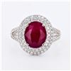 Image 1 : 3.02 ctw RARE NATURAL BURMESE Ruby and 0.61 ctw Diamond Platinum Ring GIA CERTIF