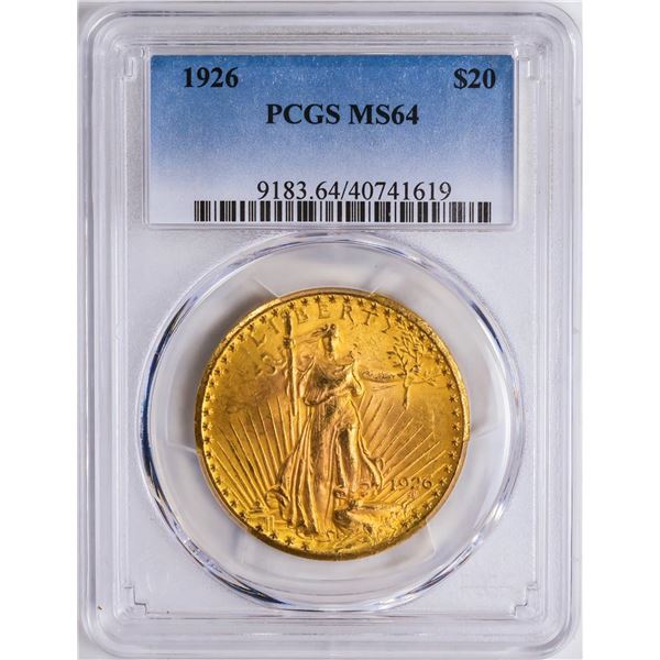 1926 $20 St. Gaudens Double Eagle Gold Coin PCGS MS64