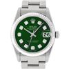 Rolex Womens Midsize 31mm 18K Gold Bezel Green Diamond Stainless Steel Datejust