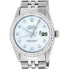 Rolex Mens Stainless Steel Blue Diamond 36MM Datejust Wristwatch