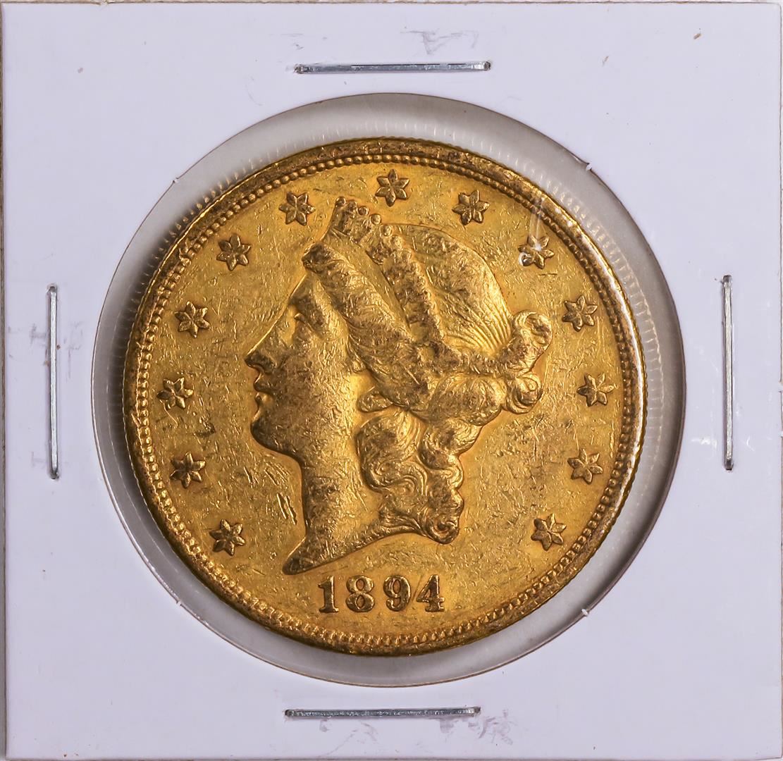1894 $20 Liberty Head Double Eagle Gold Coin VF