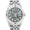 Image 1 : Rolex Mens SS Meteorite Diamond & Ruby Channel Set Datejust Wristwatch