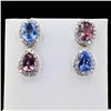 5.71 ctw Multi-colored Sapphire and 0.91 ctw Diamond Earrings