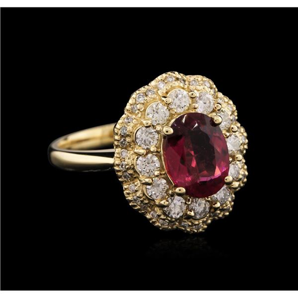 14KT Yellow Gold 1.77 ctw Tourmaline and Diamond Ring