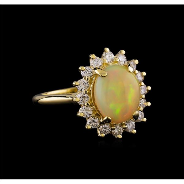 1.90 ctw Opal and Diamond Ring - 14KT Yellow Gold