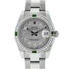 Image 1 : Rolex Womens Midsize 31mm Slate Grey String Diamond & Emerald Datejust Wristwatc