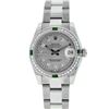 Image 2 : Rolex Womens Midsize 31mm Slate Grey String Diamond & Emerald Datejust Wristwatc