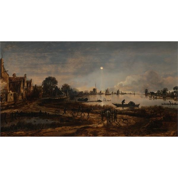 Aert van der Neer - River View by Moonlight