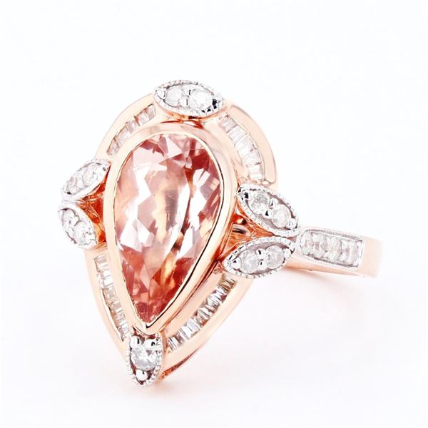 2.04 ctw Morganite and 0.20 ctw Diamond 14K Rose Gold Ring