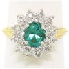 Image 1 : 18k Yellow Gold 1.83 ctw Oval Colombian Emerald Solitaire Dual Diamond Halo Ring