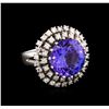 13.60 ctw Tanzanite and Diamond Ring - 14KT White Gold