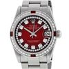 Image 2 : Rolex Womens Midsize 31mm Red Vignette String Diamond & Ruby Datejust Wristwatch