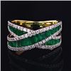 Image 1 : 1.92 ctw Emerald and 0.69 ctw Diamond 14K Yellow Gold Ring