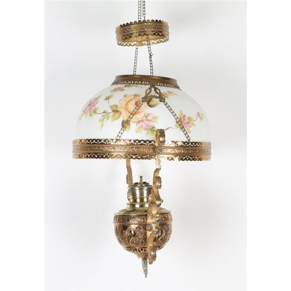 Cranberry Colored Glass Saloon Lamp
