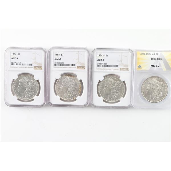 Lot of 4 Morgan Silver Dollars