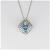 Bright Aquamarine and Diamond Pendant
