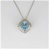 Image 4 : Bright Aquamarine and Diamond Pendant