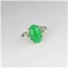 Image 2 : Vivid Apple Green Jade and Diamond Ring