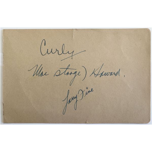 Three Stooges Curly Howard original signature cut