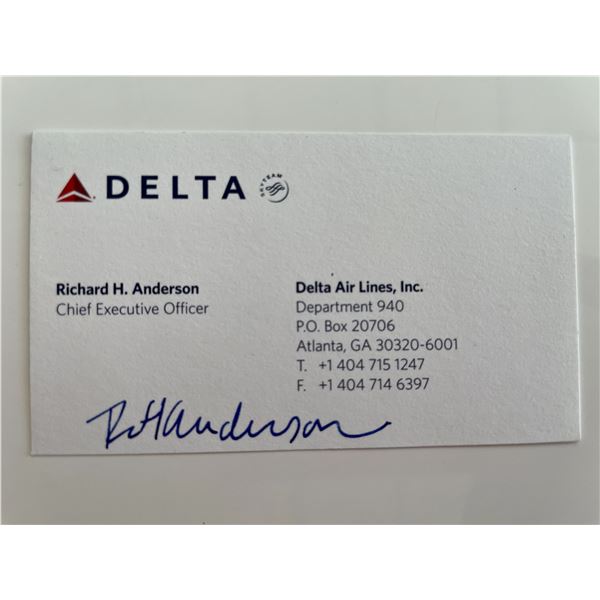 Delta Former CEO Richard H. Anderson signed business card