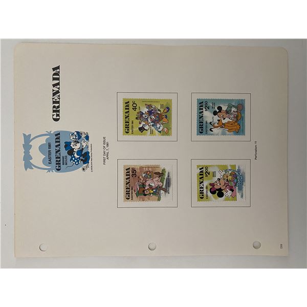 Walt Disney, Mickey Mouse & Friends, Easter 1981 Grenada Minnie Mouse Stamp Sheet. Grenada