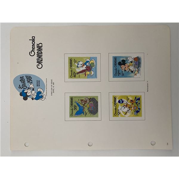 Walt Disney, Mickey Mouse & Friends, Easter 1981 Grenada Mickey Mouse Stamp Sheet. Grenada Grenadine