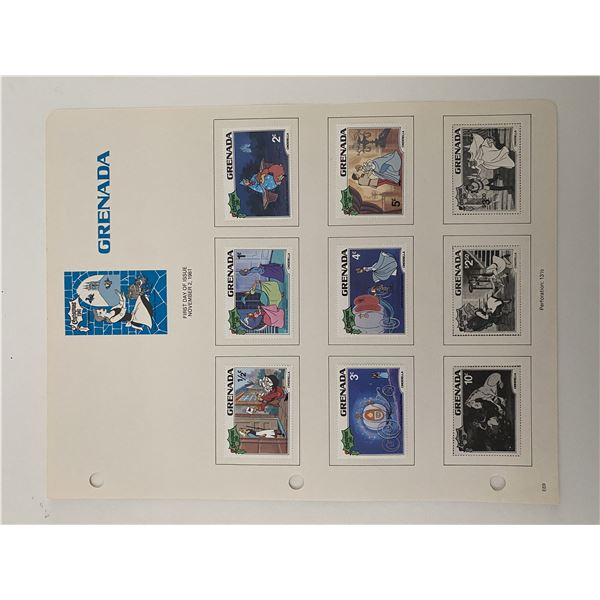 Walt Disney Cinderella, Christmas 1981 Stamp Sheet. Grenada