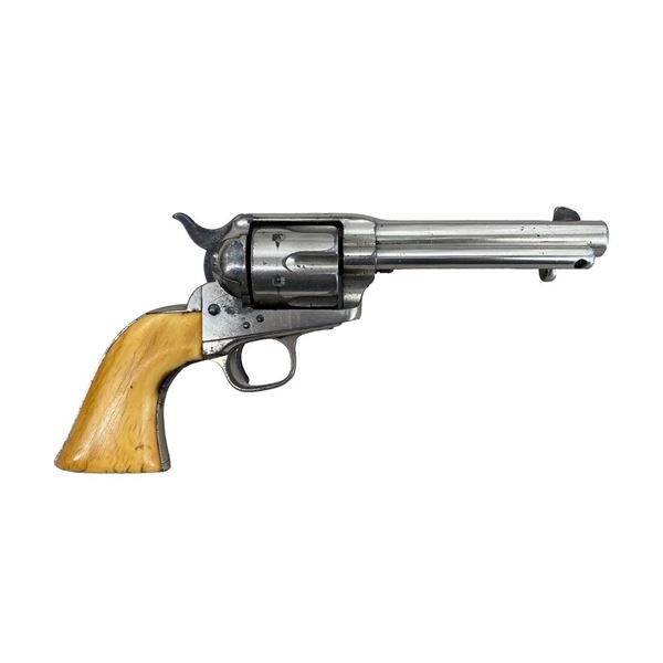Bull Head's 1873 U.S Colt Single Action Revolver Nickel with Ivory Grips-Barrel Cut to 5-1/8" S/N 14