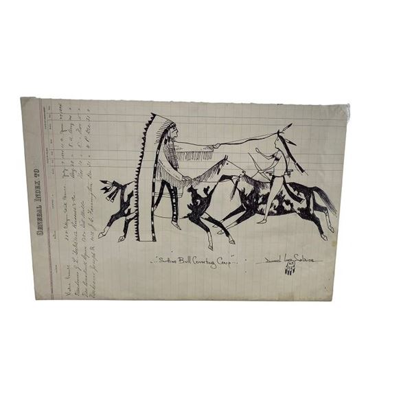 Daniel Long Soldier Original Ledger Art- Sitting Bull Counting Coup