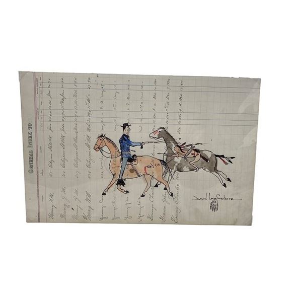 Daniel Long Soldier Original Ledger Art- Battle (no name)